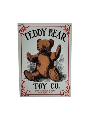 Teddy Bear Toy Co Metal Sign Otto Schmidt & Sons New York NY 14"x10" Tin Sign